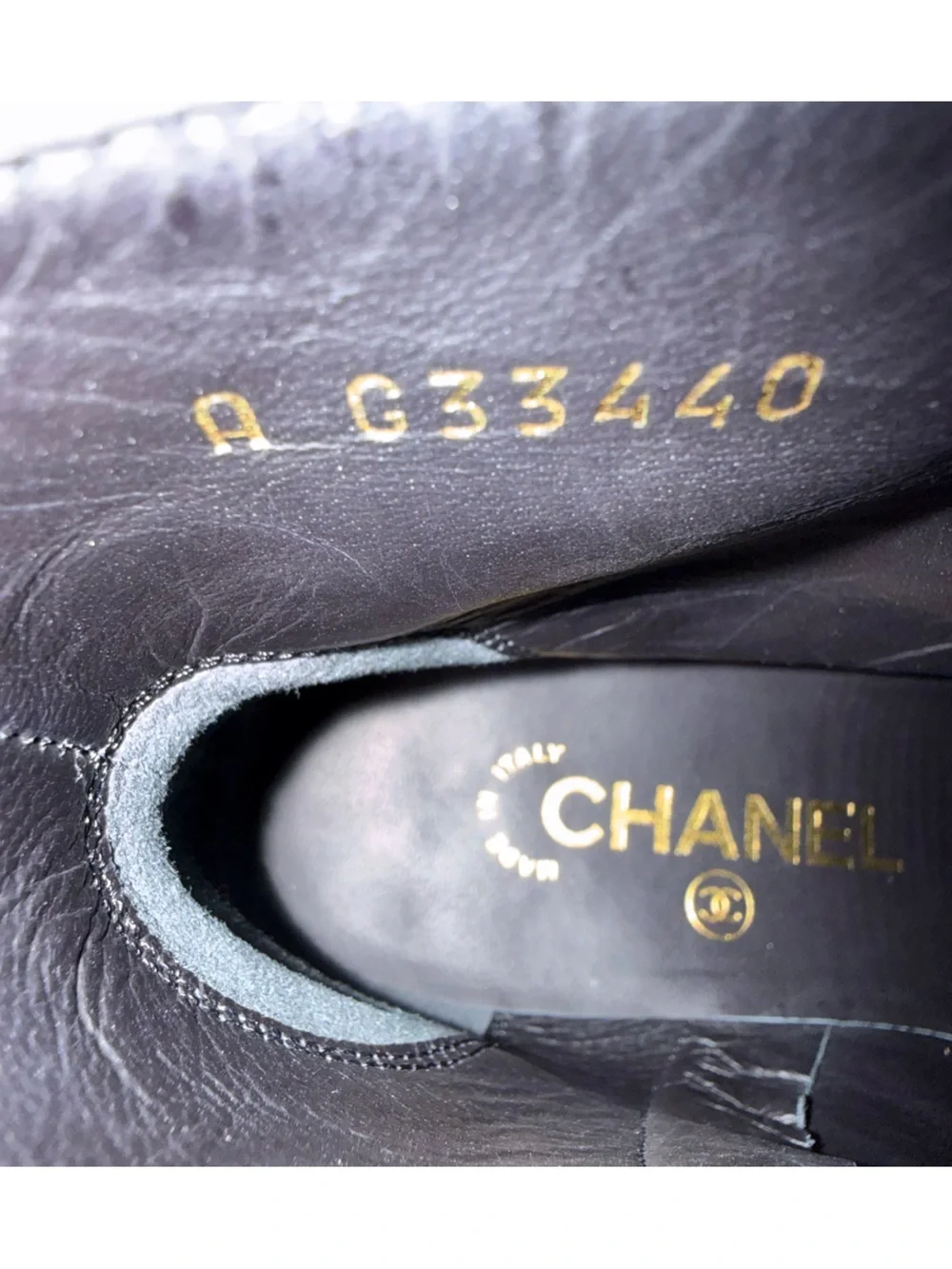 CHANEL Black Suede Pearl Heel Ankle Boots
